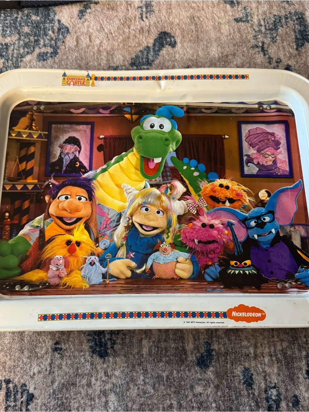 Eureeka’s Castle Metal 1991 Tray 17" X 12.5"  Stands 6" Legs Fold Up Nickelodeon